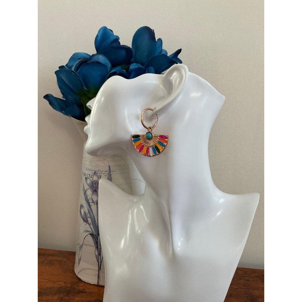Rainbow Fan Earrings